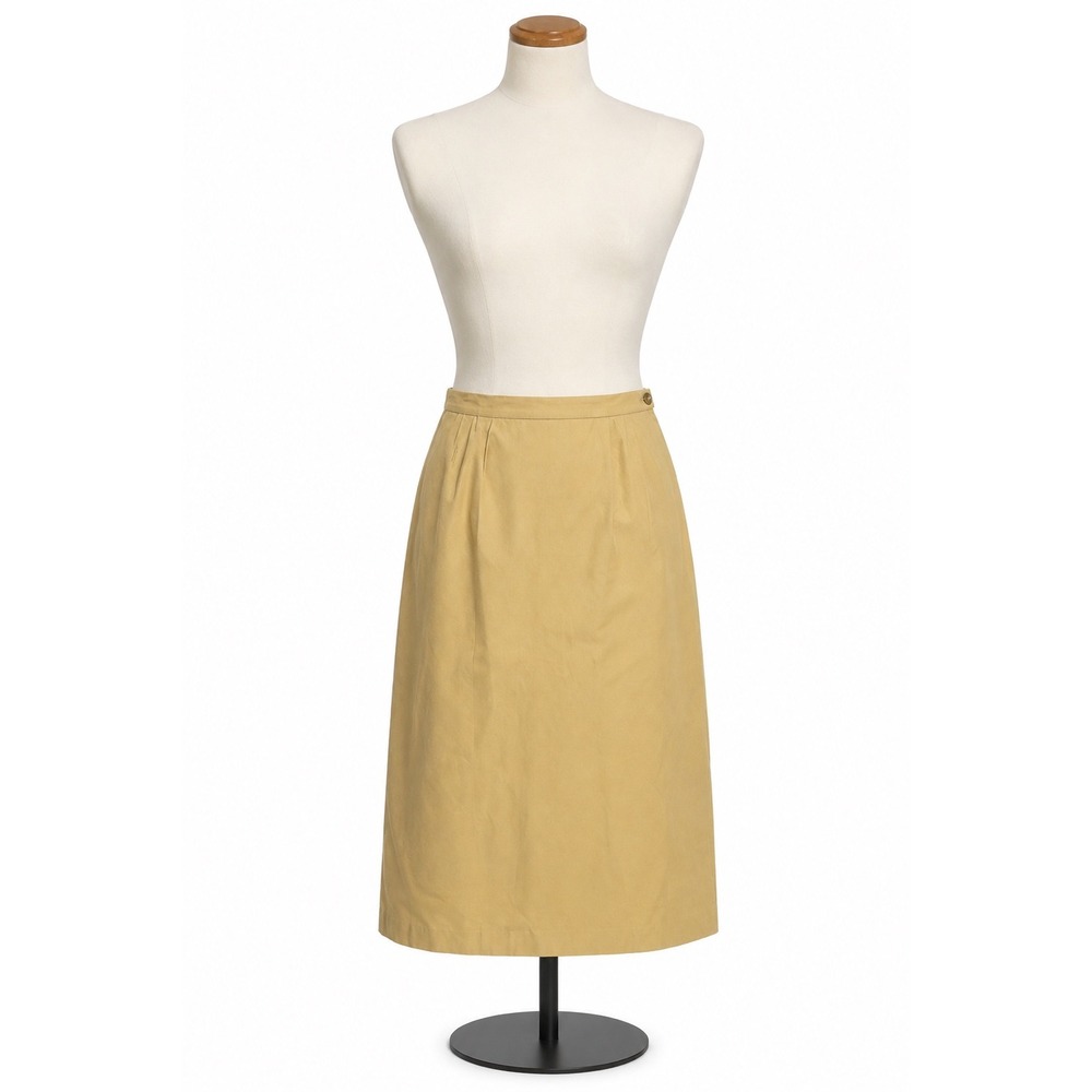 Vtg Saks Fifth Avenue Sanyo Tokyo Khaki Midi Skirt Minimalist A-Line Old Money 8
